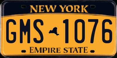 NY license plate GMS1076
