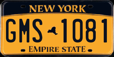 NY license plate GMS1081