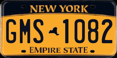 NY license plate GMS1082