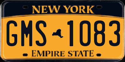 NY license plate GMS1083