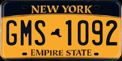 NY license plate GMS1092