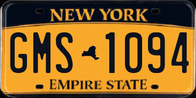 NY license plate GMS1094