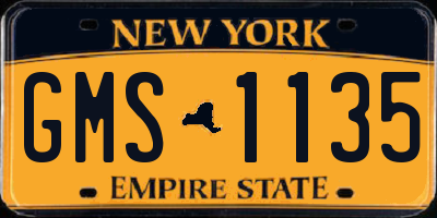 NY license plate GMS1135