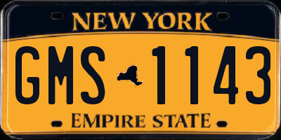 NY license plate GMS1143