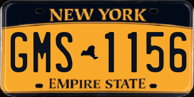 NY license plate GMS1156