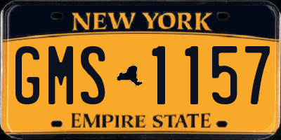 NY license plate GMS1157