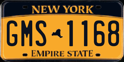 NY license plate GMS1168