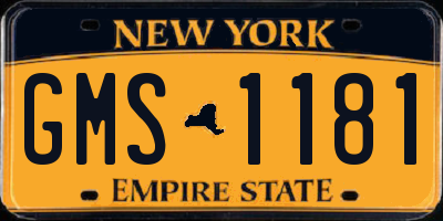 NY license plate GMS1181