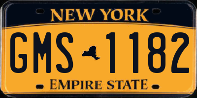 NY license plate GMS1182