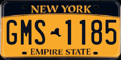 NY license plate GMS1185