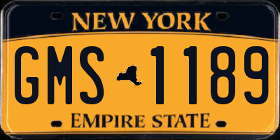 NY license plate GMS1189