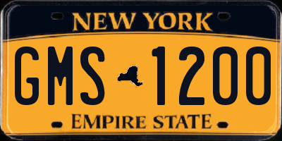NY license plate GMS1200