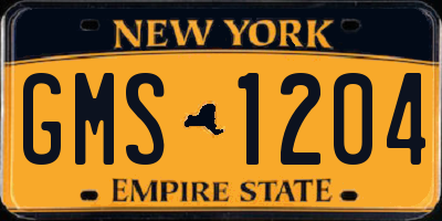 NY license plate GMS1204