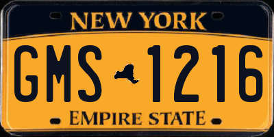 NY license plate GMS1216