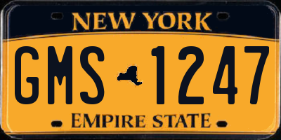 NY license plate GMS1247