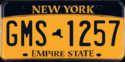 NY license plate GMS1257