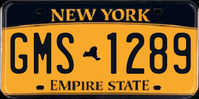 NY license plate GMS1289