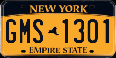 NY license plate GMS1301