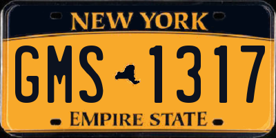 NY license plate GMS1317