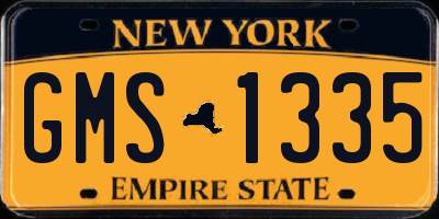 NY license plate GMS1335