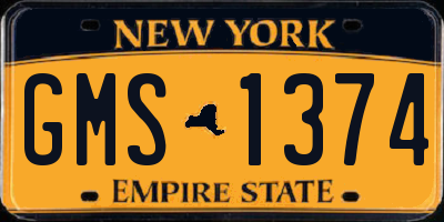 NY license plate GMS1374