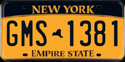 NY license plate GMS1381