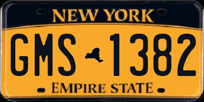 NY license plate GMS1382
