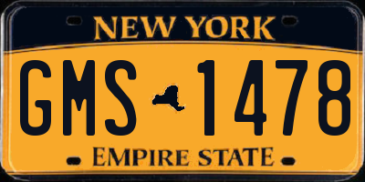 NY license plate GMS1478