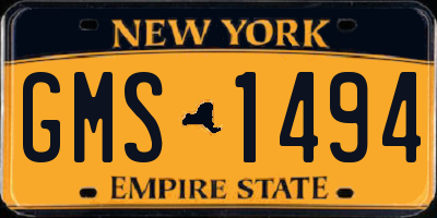 NY license plate GMS1494