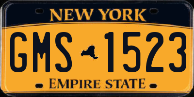 NY license plate GMS1523