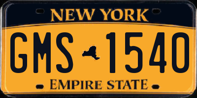 NY license plate GMS1540