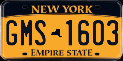 NY license plate GMS1603