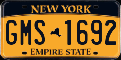 NY license plate GMS1692