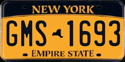 NY license plate GMS1693