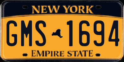 NY license plate GMS1694