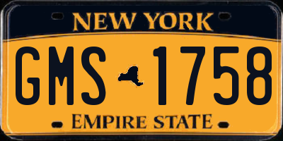 NY license plate GMS1758