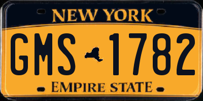 NY license plate GMS1782