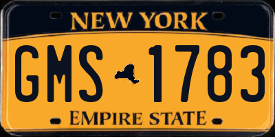 NY license plate GMS1783