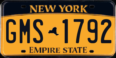 NY license plate GMS1792