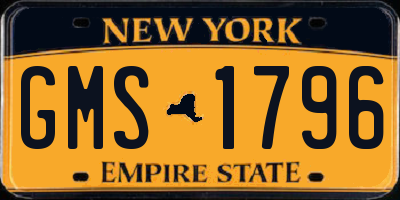 NY license plate GMS1796