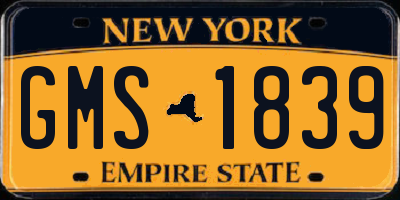 NY license plate GMS1839