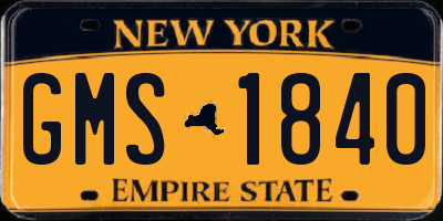 NY license plate GMS1840