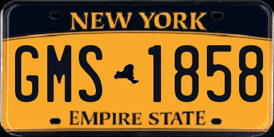 NY license plate GMS1858