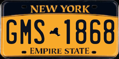 NY license plate GMS1868