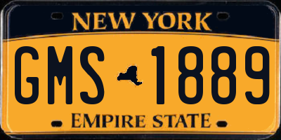 NY license plate GMS1889