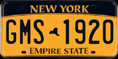 NY license plate GMS1920
