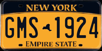 NY license plate GMS1924