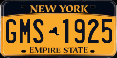 NY license plate GMS1925