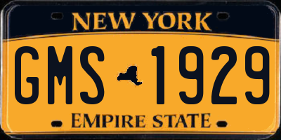 NY license plate GMS1929