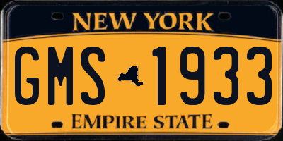 NY license plate GMS1933